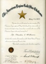 Gold Star citation, PFC Charles E Williams